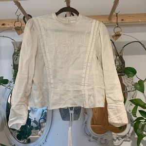 Doen Embroidered Ramie Top Small